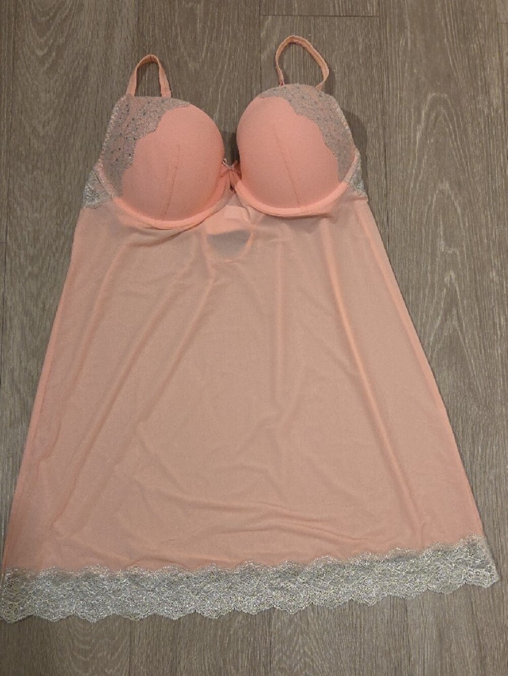 Victoria's Secret Peach Lace-Trim Chemise
